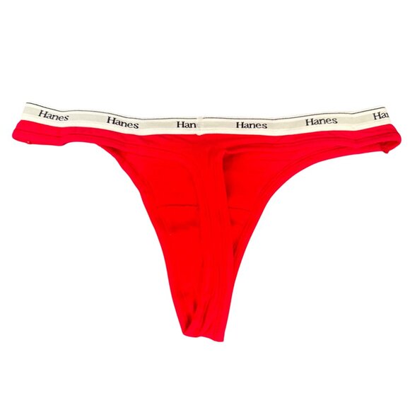 Hanes Womens Size Small 5 Panty Thong Cotton Stretch Red White New Without Tags - Picture 2 of 6